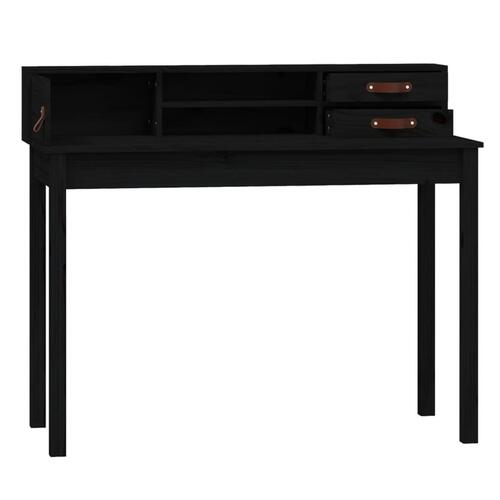 Skrivebord 110x50x93 cm massivt fyrretræ sort