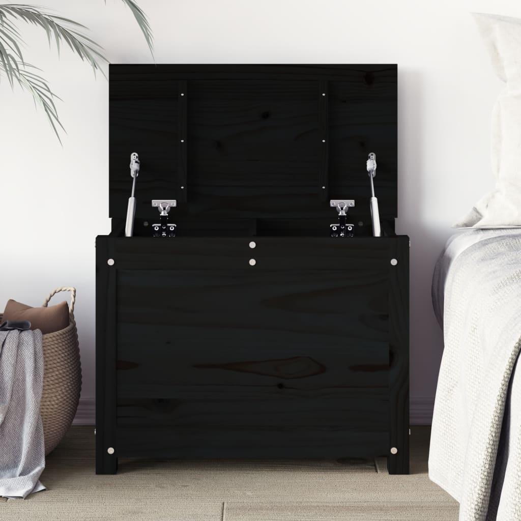 Opbevaringskasse 60x32x45,5 cm massivt fyrretræ sort