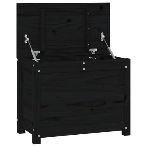 Opbevaringskasse 60x32x45,5 cm massivt fyrretræ sort