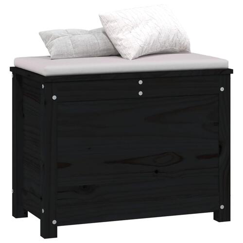 Opbevaringskasse 60x32x45,5 cm massivt fyrretræ sort