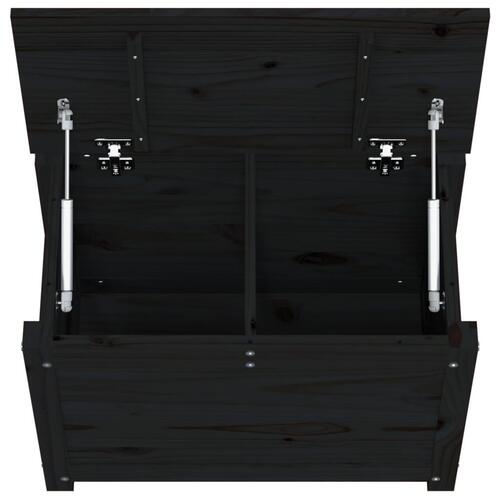 Opbevaringskasse 60x32x45,5 cm massivt fyrretræ sort