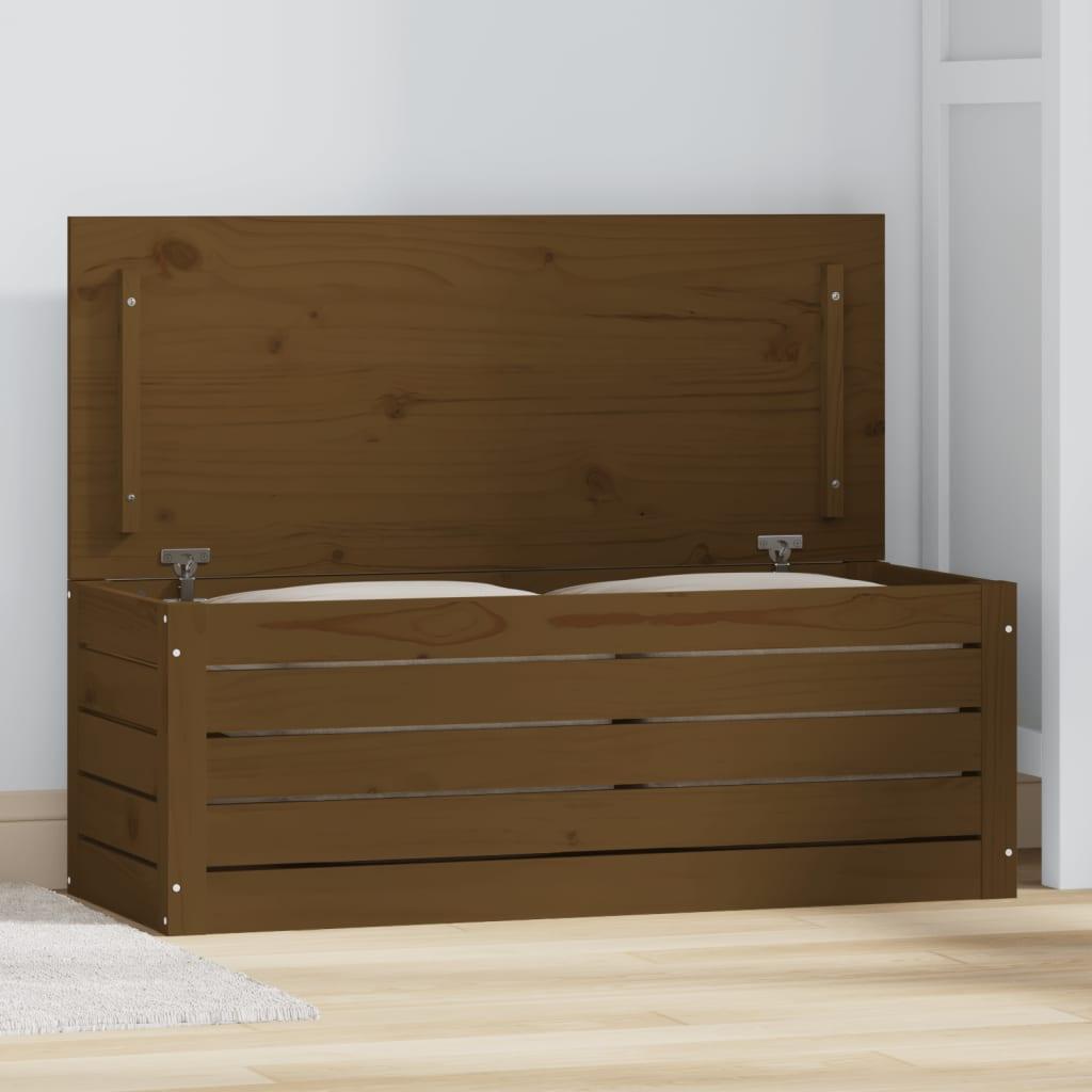 Opbevaringskasse 89x36,5x33 cm massivt fyrretræ gyldenbrun