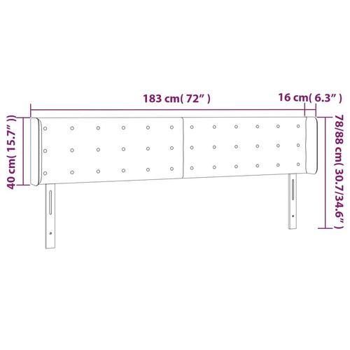 Sengegavl med LED-lys 183x16x78/88 cm stof lysegrå