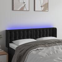 Sengegavl med LED-lys 147x16x78/88 cm fløjl sort