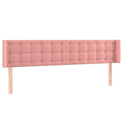 Sengegavl med LED-lys 163x16x78/88 cm fløjl lyserød