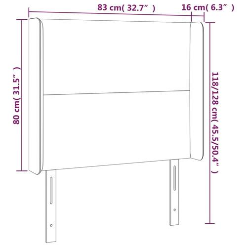 Sengegavl med LED-lys 83x16x118/128 cm stof blå