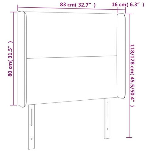 Sengegavl med LED-lys 83x16x118/128 cm kunstlæder hvid