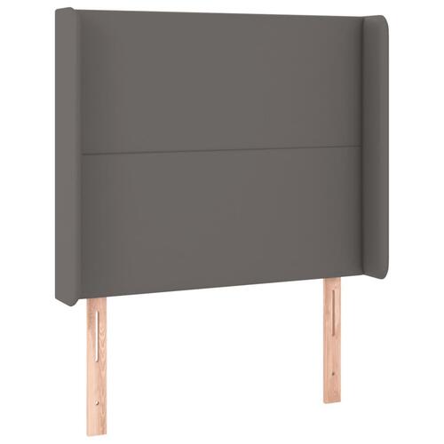 Sengegavl med LED-lys 83x16x118/128 cm kunstlæder grå