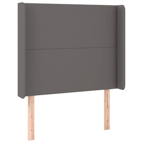 Sengegavl med LED-lys 93x16x118/128 cm kunstlæder grå