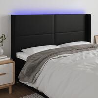 Sengegavl med LED-lys 163x16x118/128 cm kunstlæder sort