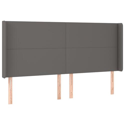 Sengegavl med LED-lys 183x16x118/128 cm kunstlæder grå