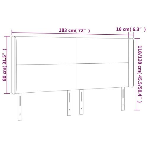 Sengegavl med LED-lys 183x16x118/128 cm kunstlæder grå