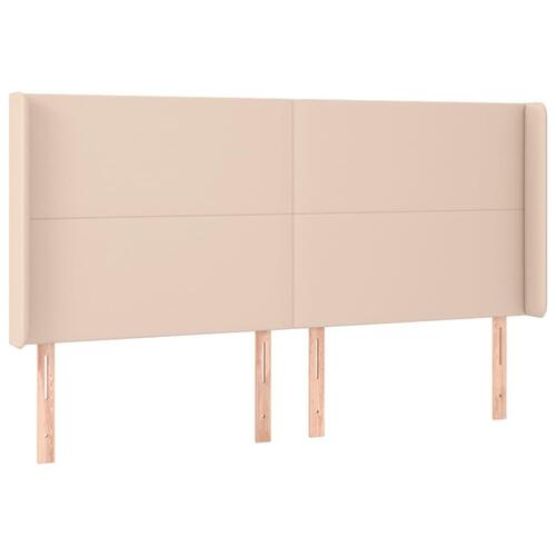 Sengegavl med LED-lys 183x16x118/128 cm kunstlæder cappuccino