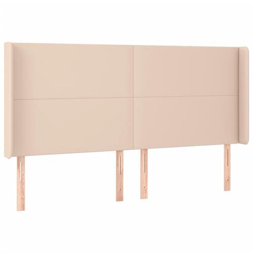 Sengegavl med LED-lys 203x16x118/128 cm kunstlæder cappuccino
