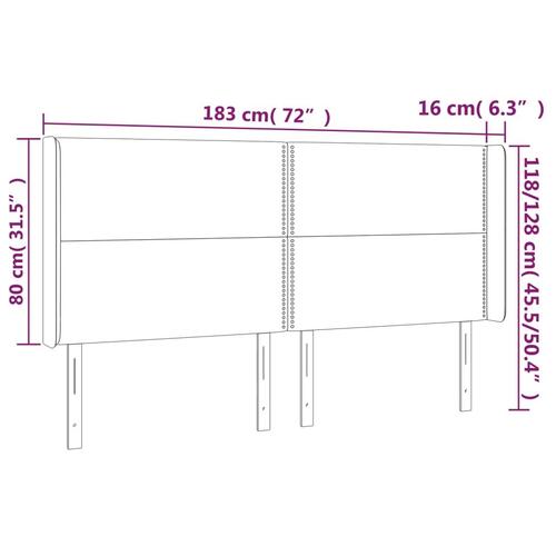 Sengegavl med LED-lys 183x16x118/128 cm stof mørkebrun