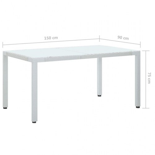 Havebord 150x90x75 cm polyrattan hvid