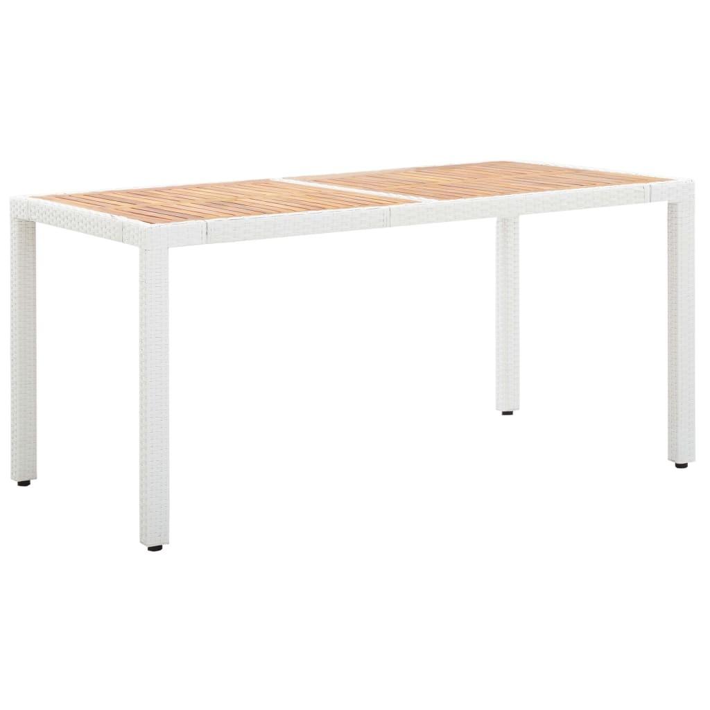 Havebord 150x90x75 cm polyrattan og massivt akacietræ hvid