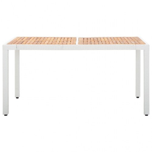 Havebord 150x90x75 cm polyrattan og massivt akacietræ hvid