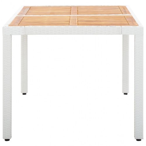 Havebord 150x90x75 cm polyrattan og massivt akacietræ hvid