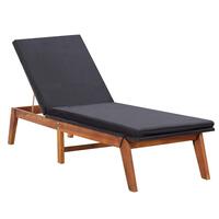 Liggestol med hynde polyrattan og massivt akacietræ