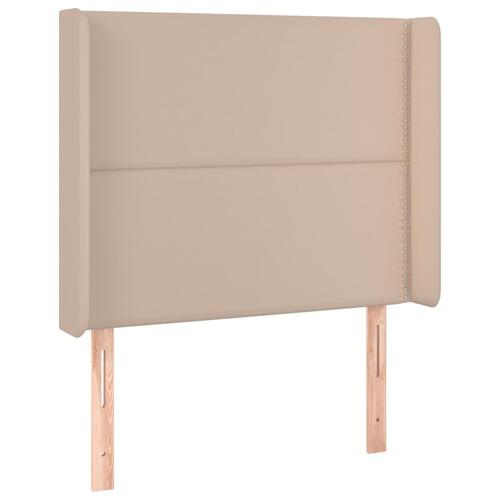 Sengegavl med LED-lys 83x16x118/128 cm kunstlæder cappuccino