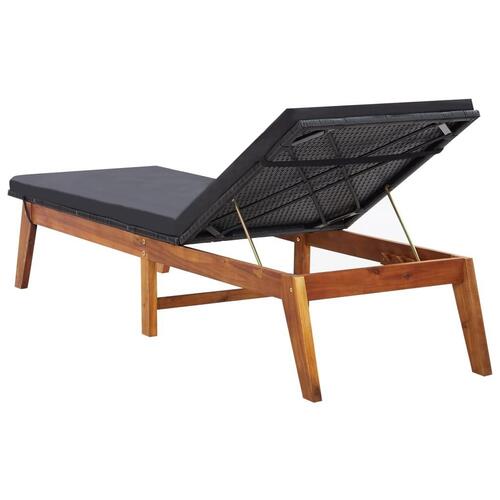 Liggestol med hynde polyrattan og massivt akacietræ