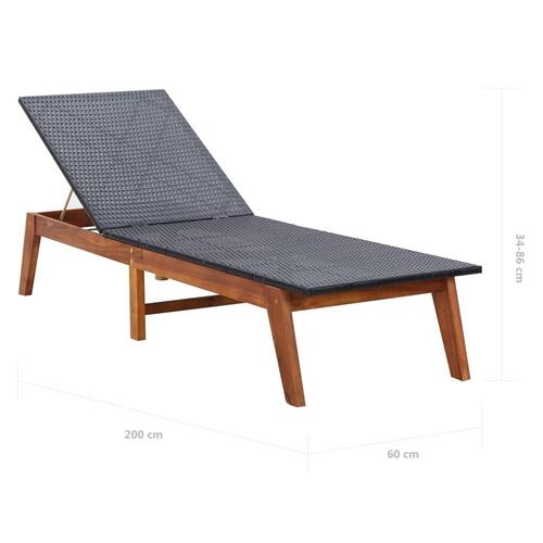 Liggestol med hynde polyrattan og massivt akacietræ