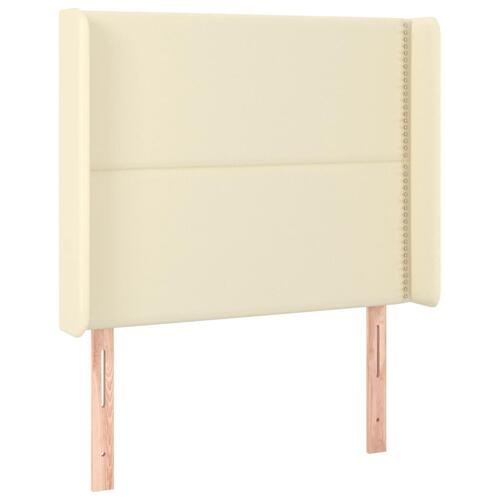 Sengegavl med LED-lys 103x16x118/128 cm kunstlæder cremefarvet