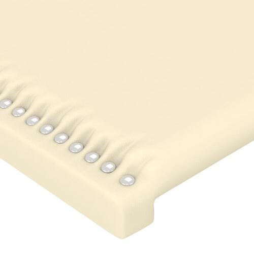 Sengegavl med LED-lys 103x16x118/128 cm kunstlæder cremefarvet