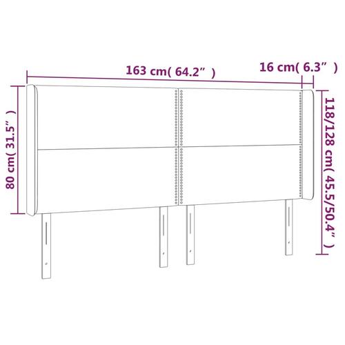 Sengegavl med LED-lys 163x16x118/128 cm kunstlæder sort