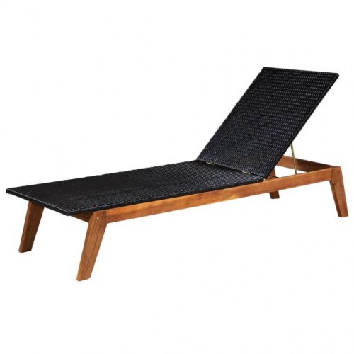 Liggestole 2 stk. med bord polyrattan og massivt akacietræ