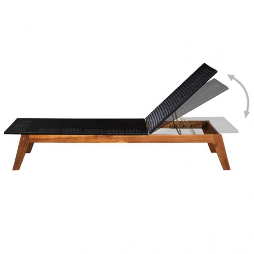 Liggestole 2 stk. med bord polyrattan og massivt akacietræ