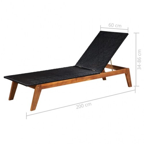 Liggestole 2 stk. med bord polyrattan og massivt akacietræ