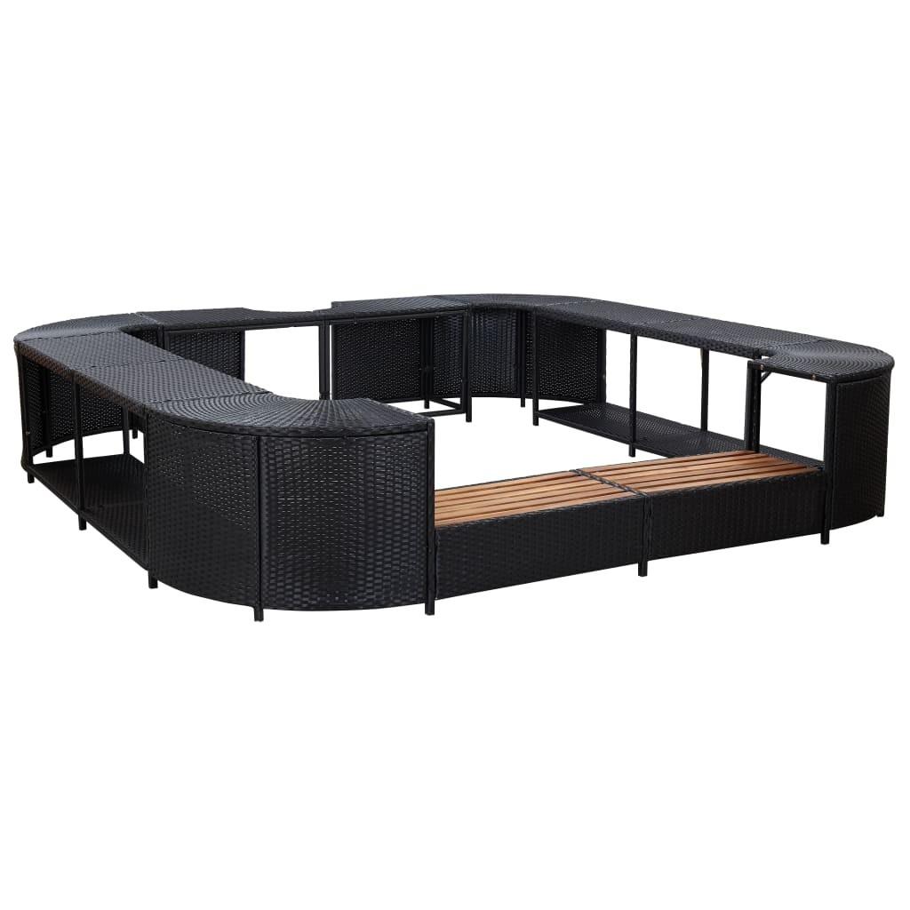 Omkrans til spabad 268x268x55 cm polyrattan sort