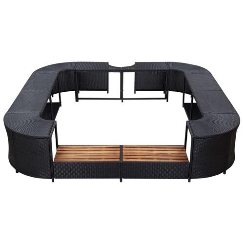 Omkrans til spabad 268x268x55 cm polyrattan sort