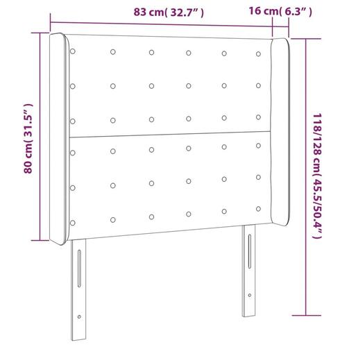Sengegavl med LED-lys 83x16x118/128 cm kunstlæder hvid