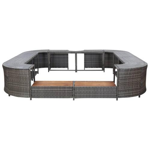 Omkrans til spabad 268x268x55 cm polyrattan grå