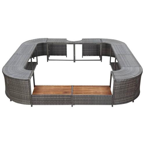 Omkrans til spabad 268x268x55 cm polyrattan grå