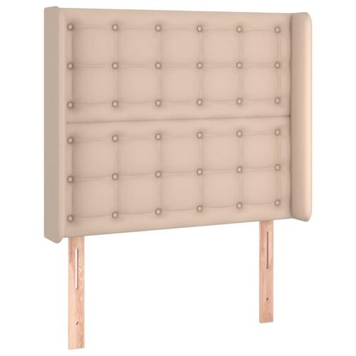 Sengegavl med LED-lys 93x16x118/128 cm kunstlæder cappuccino