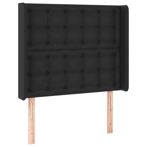 Sengegavl med LED-lys 103x16x118/128 cm kunstlæder sort