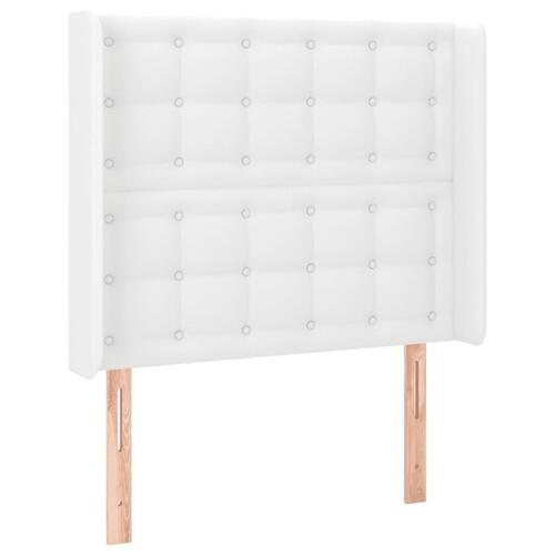 Sengegavl med LED-lys 103x16x118/128 cm kunstlæder hvid