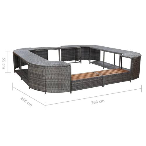 Omkrans til spabad 268x268x55 cm polyrattan grå
