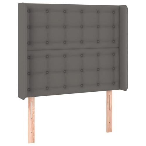 Sengegavl med LED-lys 103x16x118/128 cm kunstlæder grå