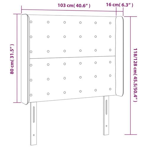 Sengegavl med LED-lys 103x16x118/128 cm kunstlæder grå