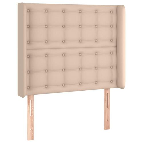 Sengegavl med LED-lys 103x16x118/128 cm kunstlæder cappuccino