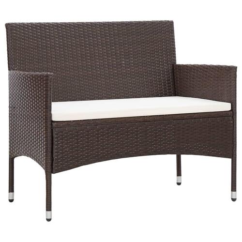 Haveloungesæt 4 dele med hynder polyrattan brun