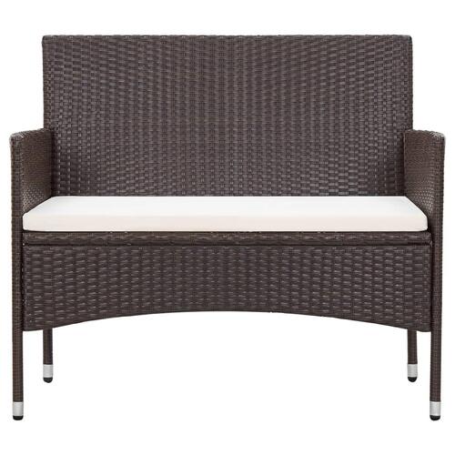 Haveloungesæt 4 dele med hynder polyrattan brun