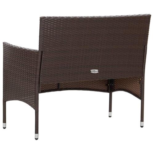 Haveloungesæt 4 dele med hynder polyrattan brun