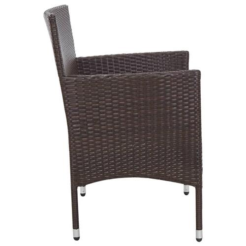 Haveloungesæt 4 dele med hynder polyrattan brun