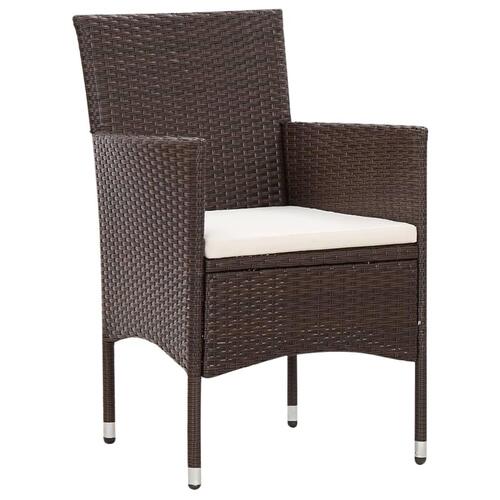 Haveloungesæt 4 dele med hynder polyrattan brun
